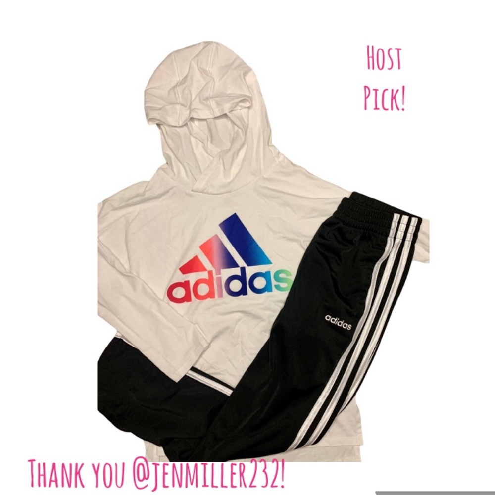 Adidas White/Multi Hoodie Top w/Joggers Size 10/12